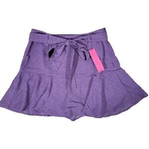 Love For Humanity Purple‎ Polka Dot Ruffle Skirt Shorts Tie Waist Sz L